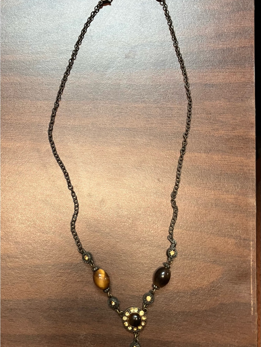 Vintage-Inspired Brown Tiger's Eye Pendant Necklace I Believe It Is By Avon View 4